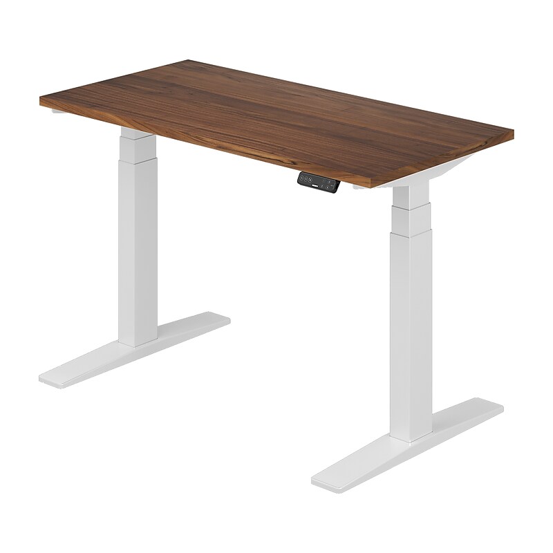 FlexiSpot E7 Commercial 48''W Electric Rectangular Adjustable Standing Desk, Black Walnut/White (E7WCOM4824-BW) image 1