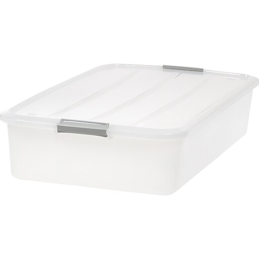 Iris 50 Qt. Latch Lid Underbed Storage Box, Clear/Gray (BCBUB) Staples