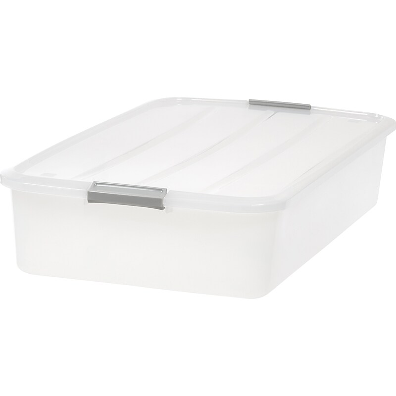 Iris 50 Qt. Latch Lid Underbed Storage Box, Clear/Gray (BCB-UB) image 1