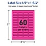 Avery Laser/Inkjet Rectangle Multipurpose Labels, 0.5" x 1.75", Neon Magenta, 1200/Pack (94204)~#|#~0347CBCB-E5A2-4FE0-8FB0D4FE62A77DC3_sc7