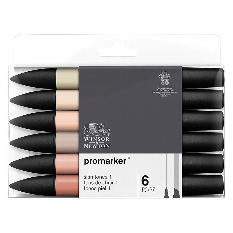 Winsor & Newton ProMarker Skintones Set 1 Alcohol-Based Marker, Twin Tip, Assorted Colors (28075) image 1