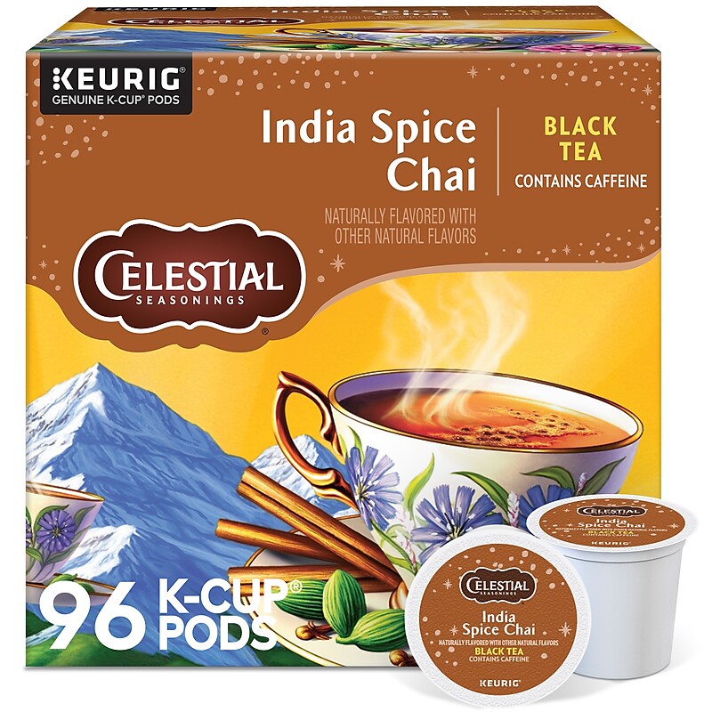 Celestial Seasonings India Spice Chai Herbal Tea, Keurig® K-Cup® Pods, 96/Carton (14738) image 1