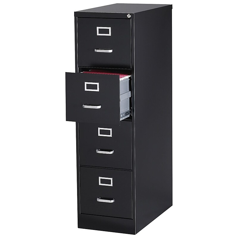 Staples Commercial 4-Drawer Vertical File Cabinet, Locking, Letter, Black, 25"D (25164D) image 1