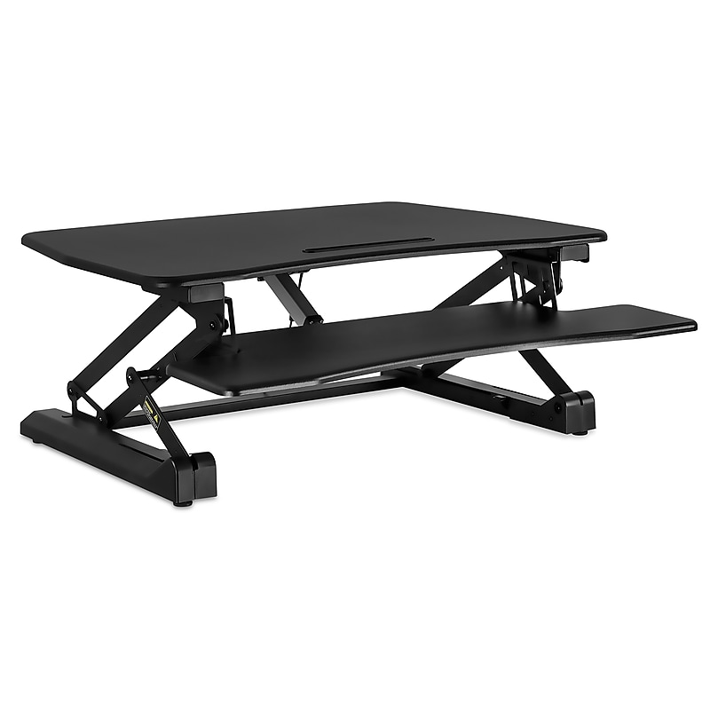 Mount-It! 36"W Electric Adjustable Standing Desk Converter with USB Charging Port, Black (MI-7927E) image 1