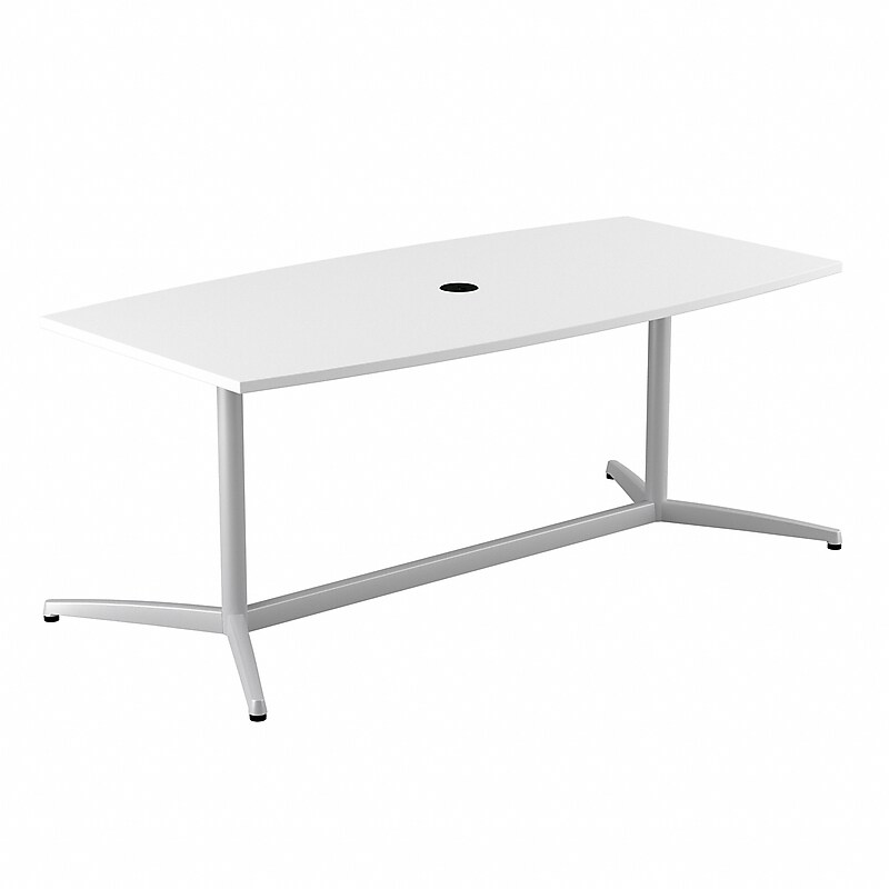 Bush Business Furniture 72"W x 36"D Boat Shaped Conference Table, White (99TBM72WHSVK) image 1