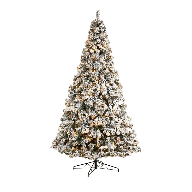 Nearly Natural 10' Flocked West Virginia Fir Artificial Christmas Tree with 800 Clear LED Lights and 1680 Tips (T3381) image 1