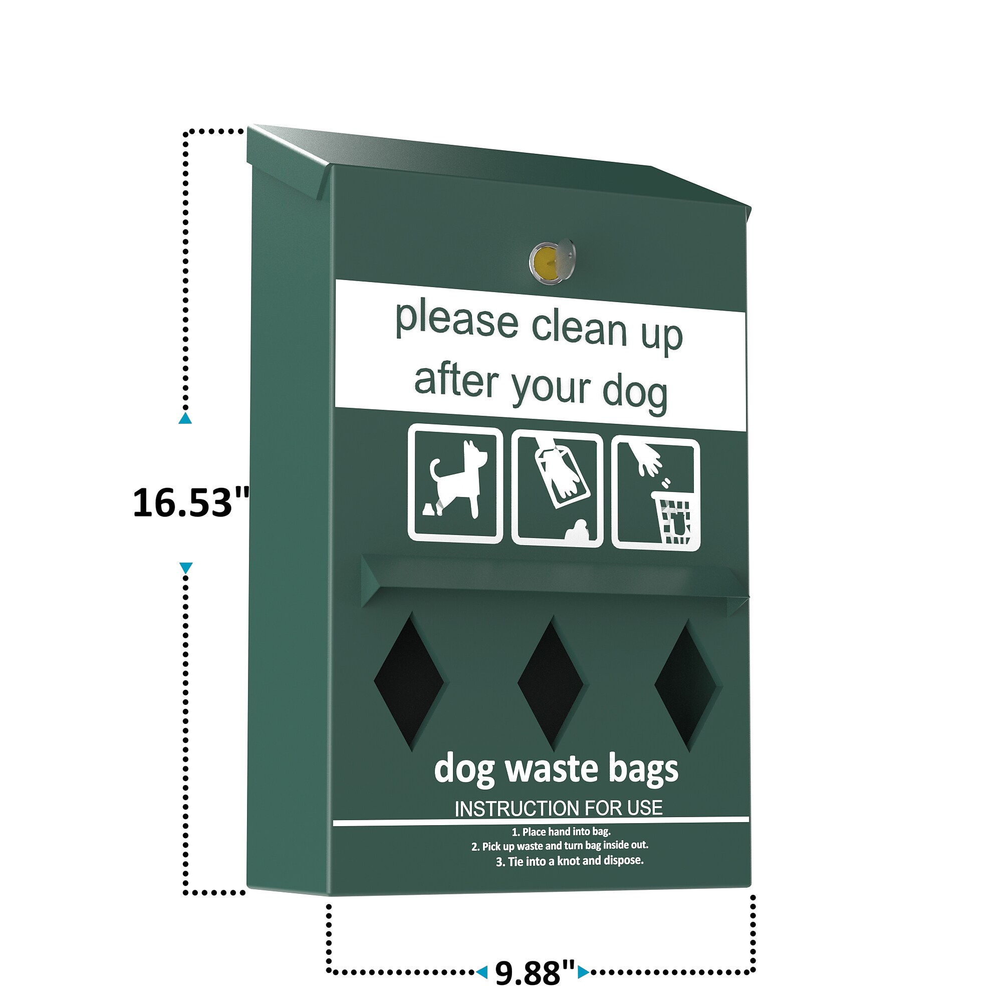 Furloo Wall-Mounted Pet Waste Roll Bag Dispenser, 800 Bag Capacity, Green (FLO13R-D-G) Sansujyuku sansujyuku.com