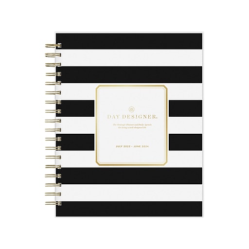 20232024 Blue Sky Day Designer Rugby Stripe Black 8" x 10" Academic