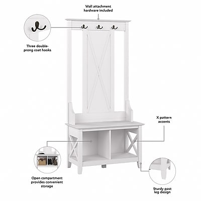 Bush Furniture Key West Hall Tree with Shoe Storage Bench - Thumbnail 5