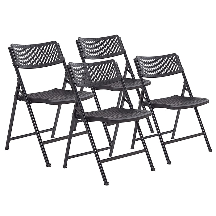 NPS AirFlex Series Premium Polypropylene Folding Chair, Black, 4