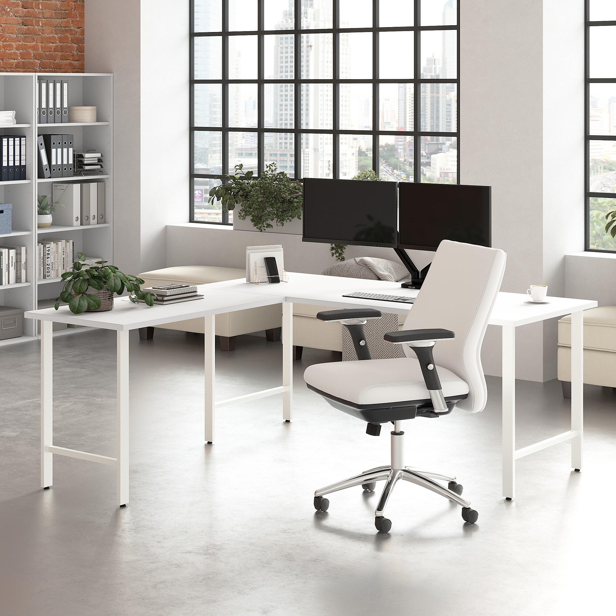 Bush Business Furniture Hustle 72W x 30D L Shaped Computer Desk with Metal Legs, White (HUS001WH) Sansujyuku sansujyuku.com