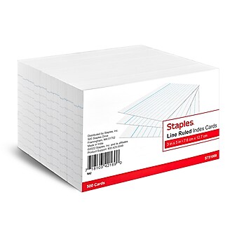 Staples 3" x 5" Index Cards, Lined, White, 500/Pack (TR51009)