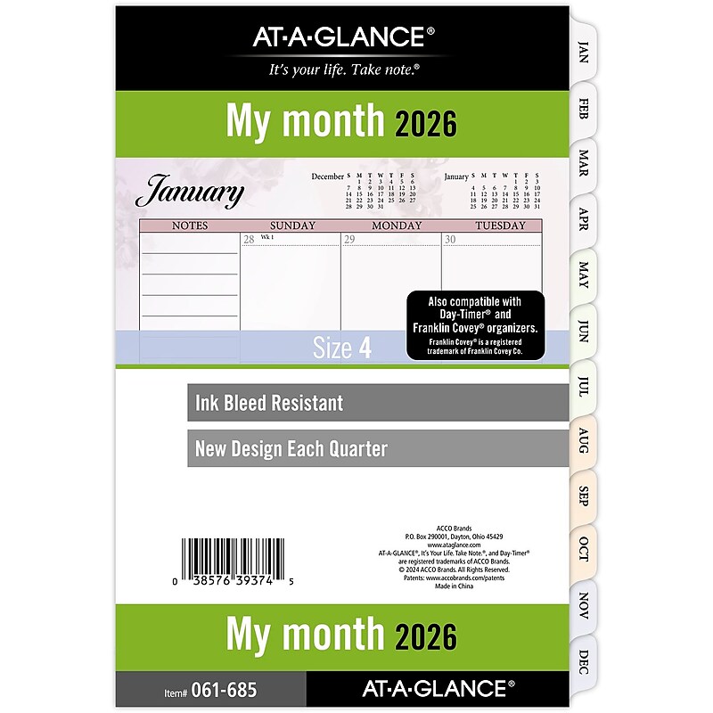 2026 AT-A-GLANCE 5.75" x 8.5" Monthly Refill Pages, Multicolor (061-685-26) image 1