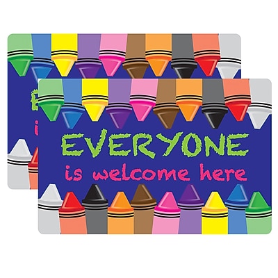 Ashley Smart Poly Commercial Floor Mat, 15.5″ x 23.5″, Crayons Everyone is Welcome Here, 2/Bundle (ASH91502-2) Sansujyuku sansujyuku.com