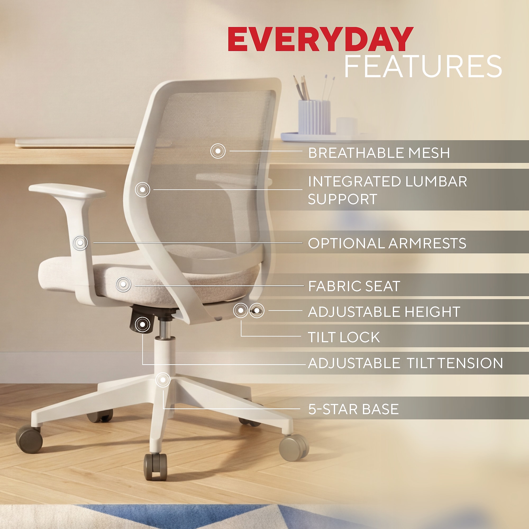 Staples Ergonomic Task Chair, Mesh, Gray Sansujyuku sansujyuku.com