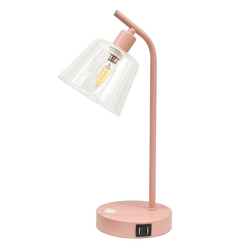 Simple Designs Sleek Essentials LED Desk Lamp, 15.75", with USB Ports, Blush Pink (LD1074-BPK) image 1