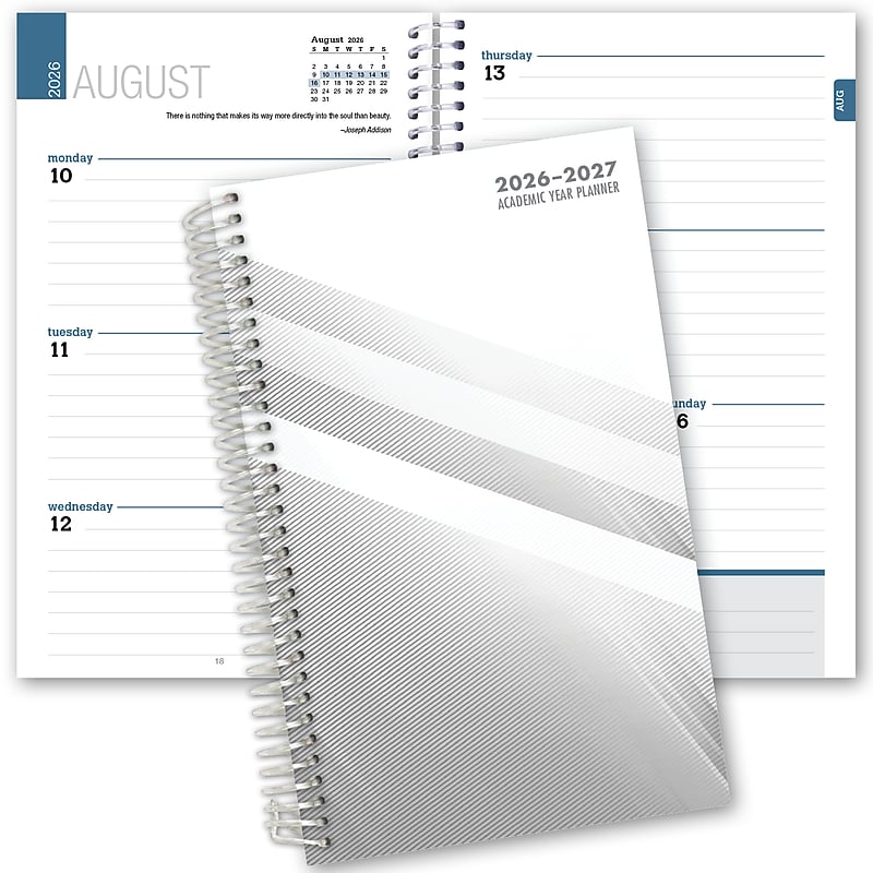 2026-2027 ELAN 5" x 8" Academic Weekly & Monthly Student Planner, Paperboard Cover, White (HS-03-AY26-C2) image 1