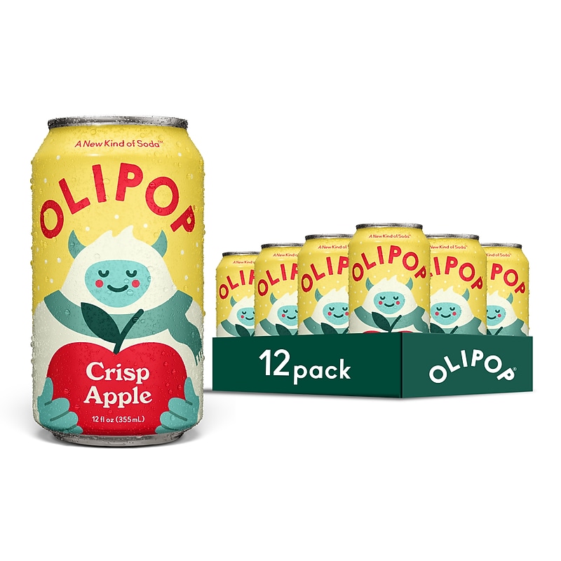 Olipop Prebiotic Crisp Apple Soda, 12 fl. oz., 12 Cans/Case (ICO63943) image 1