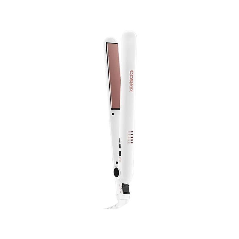 Conair Double Ceramic Flat Iron, 1", White/Rose Gold (CS221N) image 1
