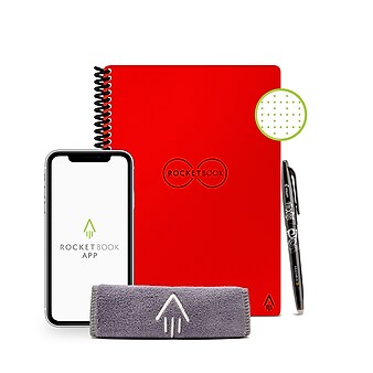 Rocketbook Core Reusable Smart Notebook, 6" x 8.8", Dot-Grid Ruled, 36 Pages, Red (EVR-E-RC-CBG-FR)