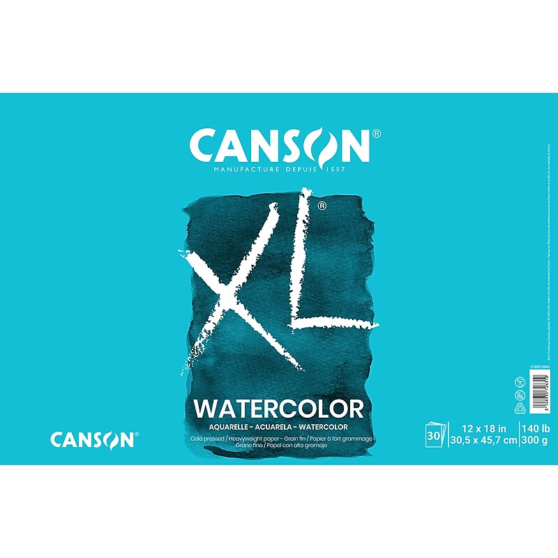 Canson XL Series 18" x 12" Watercolor Sketch Pad, 30 Sheets/Pad (C100510943) image 1