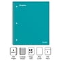 Staples Premium 3-Subject Notebook, 8.5" x 11", College Ruled, 150 Sheets, Teal (ST58316)~#|#~03B8F543-D43D-468A-8839E577BF9AE0F0_sc7