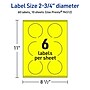 Avery Round Laser/Inkjet Multipurpose Labels, 2.75" Dia, Neon Yellow (60/Pack)~#|#~03BF0D5E-4D43-4703-A621120128186BF8_sc7