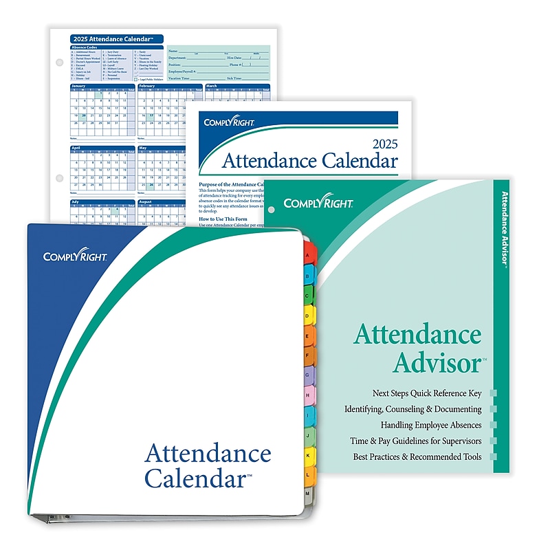 ComplyRight 2025 Attendance Calendar Set, 25 Forms/Pack (A1411W16PK25) image 1