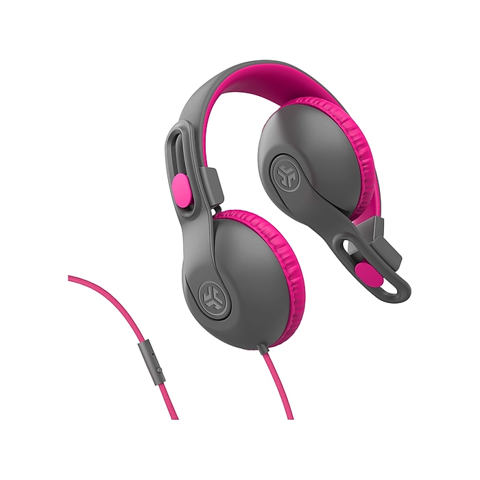 JLab JBuddies Studio On-Ear Kids' Headphones, Pink/Gray