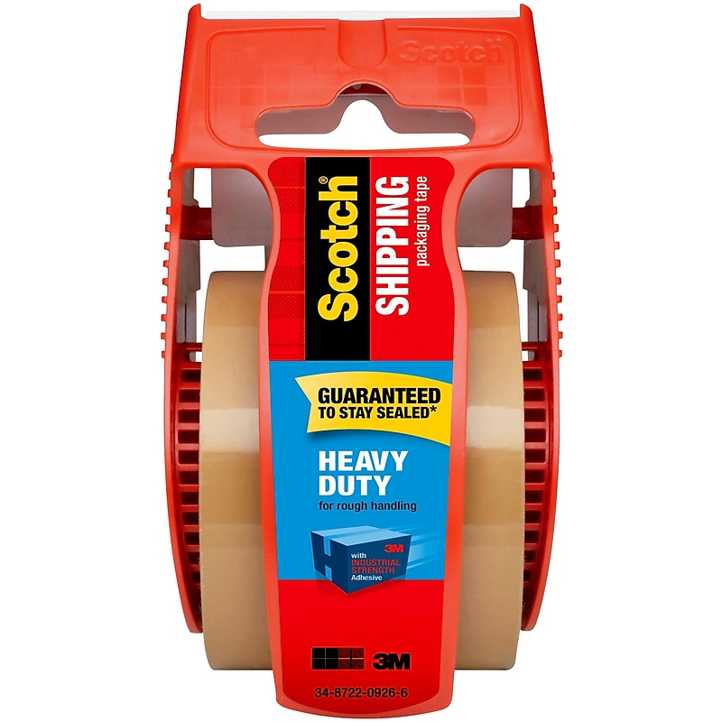 Scotch Heavy Duty Shipping Packaging Tape with Dispenser, 1.88" x 22.2 yds., Tan (143) image 1