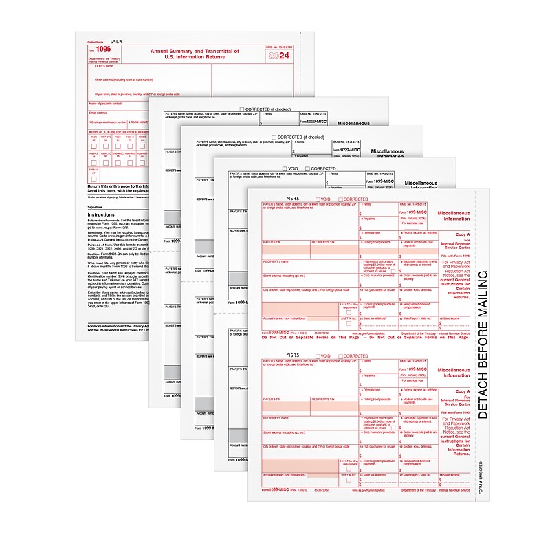 Adams 2024 1099-MISC 4-Part Laser/Inkject Tax Forms and software, 50/pack (6103Q) image 1