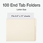 Pendaflex End Tab File Folder, 1/3-Cut Tab, Assorted, Letter Size, Manila, 100/Box (1007001)~#|#~03EE9C94-AA25-48AC-96465EC46A65A54C_sc7
