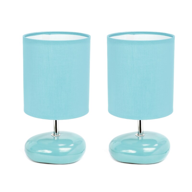 Simple Designs Stonies Small Stone Look 10.24" LED Table Lamp, Blue, 2/Pack (LT2005-BLU-2PK) image 1