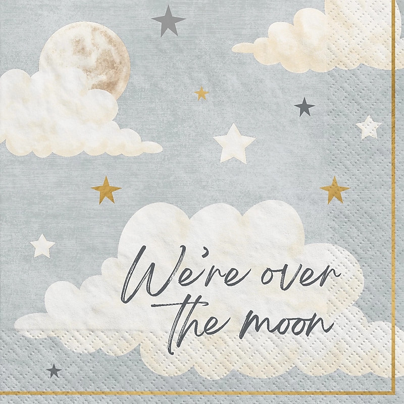 Party City Over the Moon Beverage Napkin, 2-Ply, Multicolor, 16/Pack (AM506470-NS) image 1