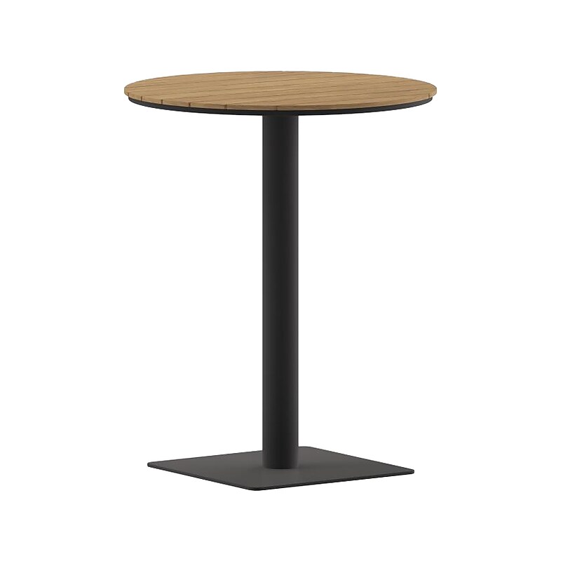 Flash Furniture Finch Commercial-Grade Round Dining Table, Teak/Gray (SB-TB106-NAT-GG) image 1