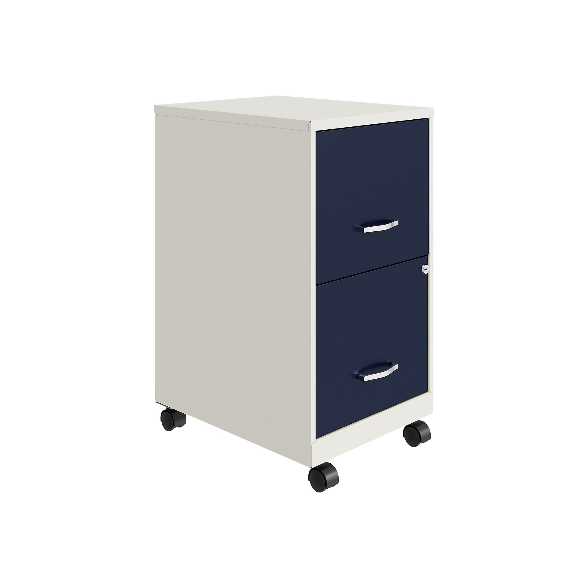 Space Solutions SOHO Smart File 2-Drawer Mobile Vertical File Cabinet, Letter Size, Lockable, Pearl White/Navy (25335) Sansujyuku sansujyuku.com