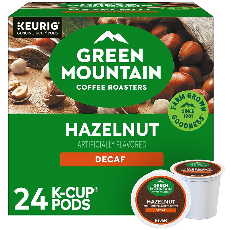 Green Mountain Hazelnut Decaf Coffee Keurig® K-Cup® Pods, Light Roast, 24/Box (5000330143) image 1