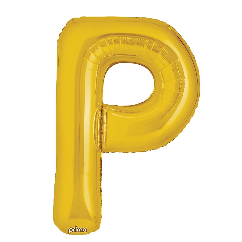 Party City (Air-Filled) 16" "P" Foil Balloon, Gold, 2/Pack (AM60050229-19) image 1