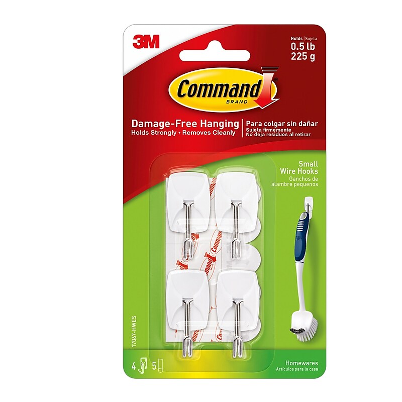 Command Small Wire Hook, 0.5 lb, White, 4/Pack (17067-HWES) image 1