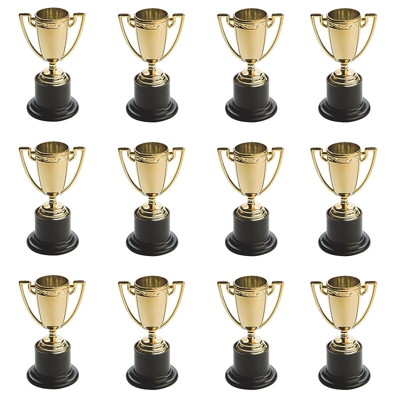 S&S Mini Gold Cup Trophies, Black/Gold, 12/Pack (SL3508) image 1