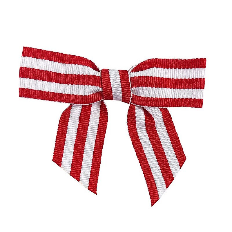 JAM Paper Grosgrain Bows, Red and White Stripe, 100/Pack (52640349307) image 1