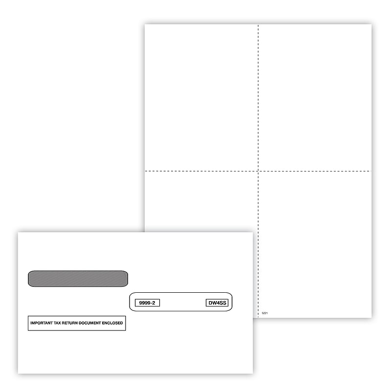 ComplyRight 2025 W-2 Tax Form Envelopes/Recipient Copy Only (No Backer), 1-Part, 4-Up, 50/Pack (5221E) image 1