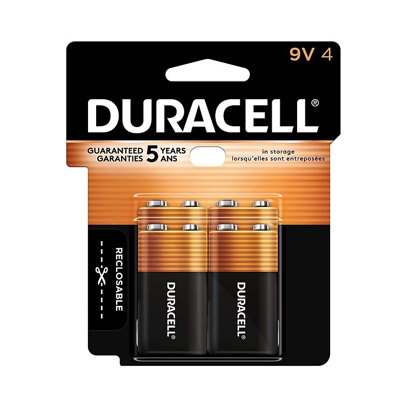 Duracell Coppertop 9V Alkaline Battery, 4/Pack (MN16RT4Z) image 1