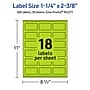Avery Printable Rectangle Multipurpose Labels, 1-1/4" x 2-3/8", Bright Green, 360/Pack (94227)~#|#~0451B793-5A3D-4220-9AFB0DF76E364DB7_sc7
