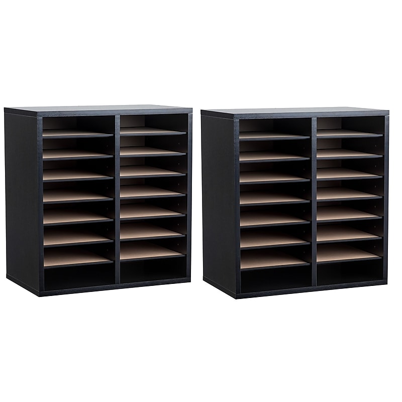 AdirOffice 500 Series 16-Compartment Literature Organizers, 20" x 11.8", Black, 2/Pack (500-16-BLK-2PK) image 1