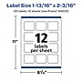 Avery Laser/Inkjet Rectangle Waterproof Multipurpose Labels, 2.1875"  x 1.8125", White, 120/Pack (94233)~#|#~04539AB4-1E85-4052-8E16B21533E22A23_sc7