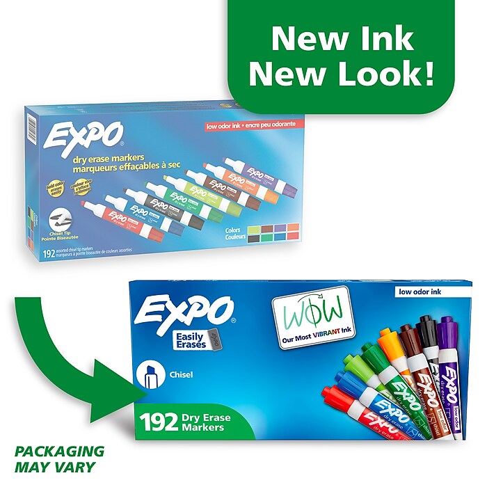 Expo Dry Erase Markers, Chisel Tip, Assorted Colors, 192