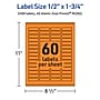 Avery Laser/Inkjet Multipurpose Rectangle Labels, 0.5" x 1.75", Bright Orange, 2400/Pack (94204)~#|#~0462ED75-4ADA-41B1-A5620FB55CC39BB1_sc7