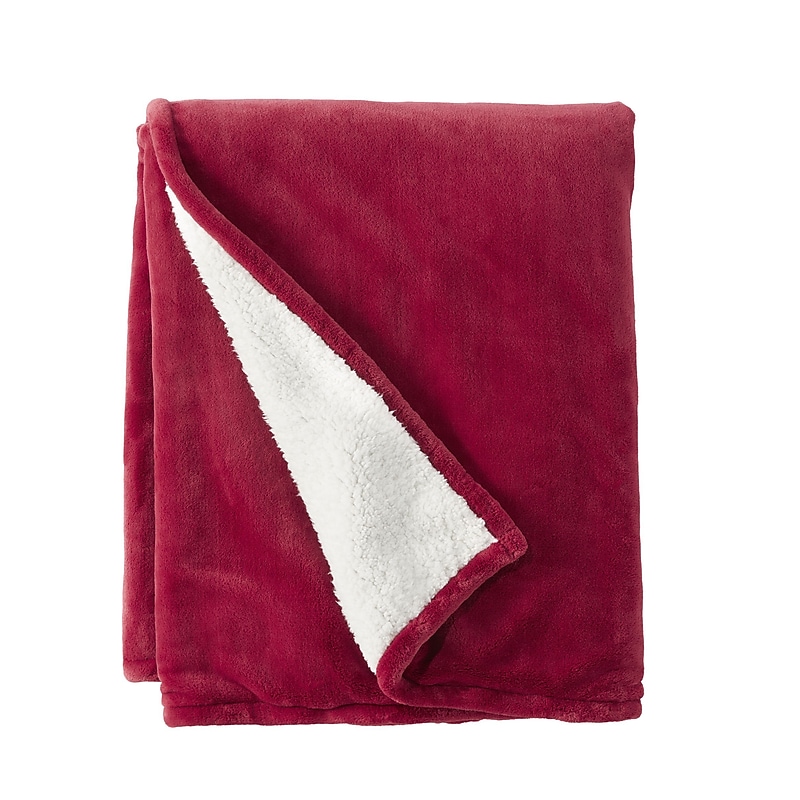 L.L.Bean Wicked Plush Sherpa Throw, Large, Mountain Red (1000095118) image 1