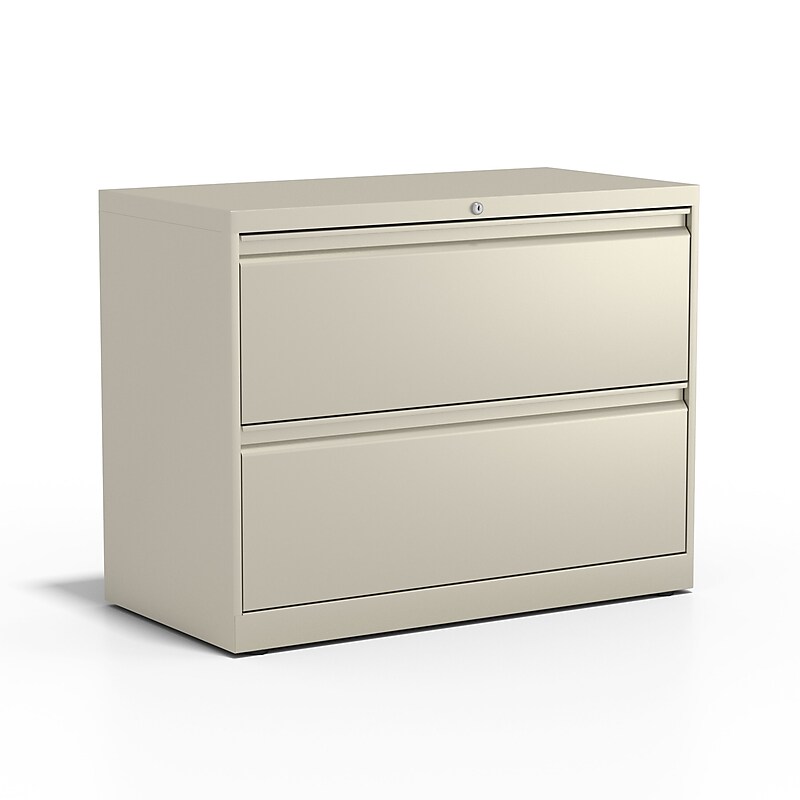 Staples Commercial 2-Drawer Lateral File Cabinet, Letter/Legal Size, Lockable, 28.15"H x 36"W x 18.62"D, Putty (60921/17450) image 1